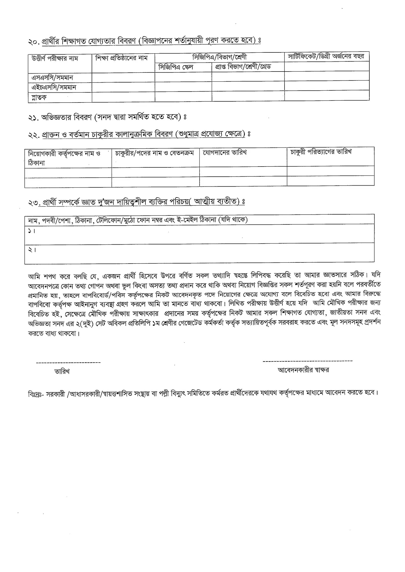 patuakhali palli bidyut job application form-2