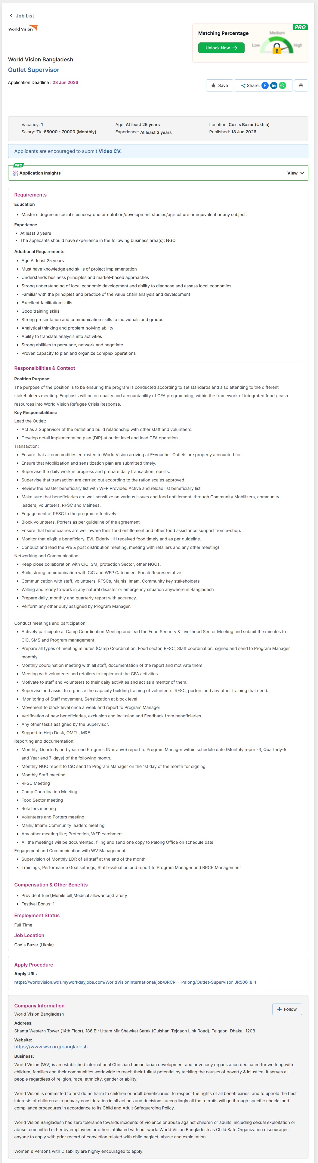 world vision Bangladesh job circular 2026
