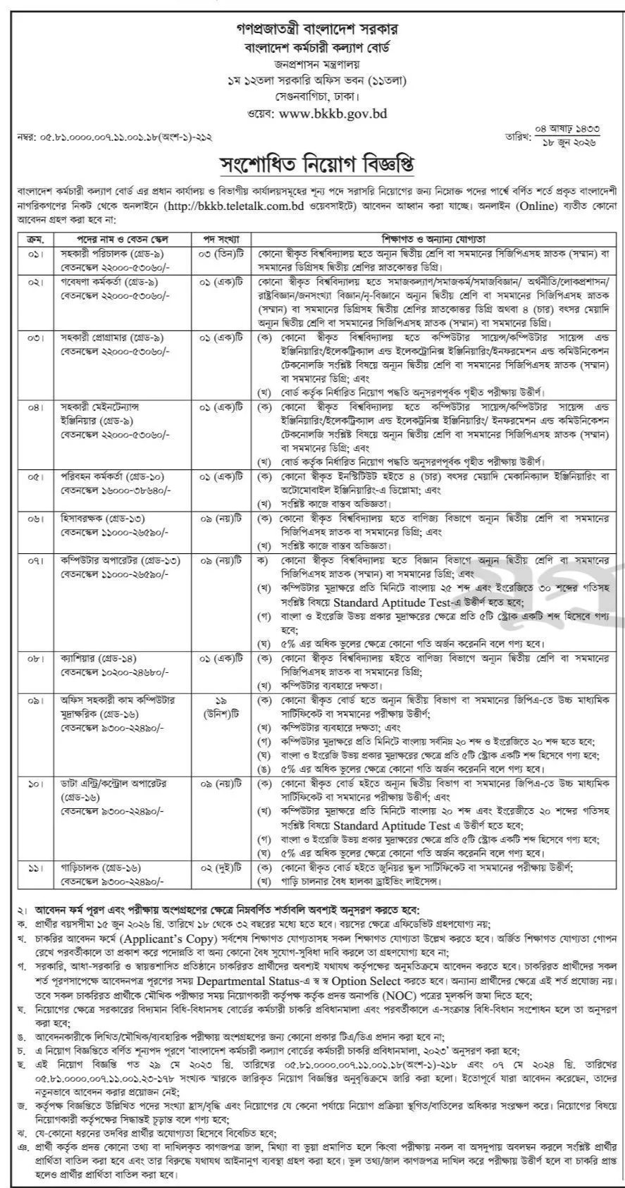BKKB Job Circular 2026