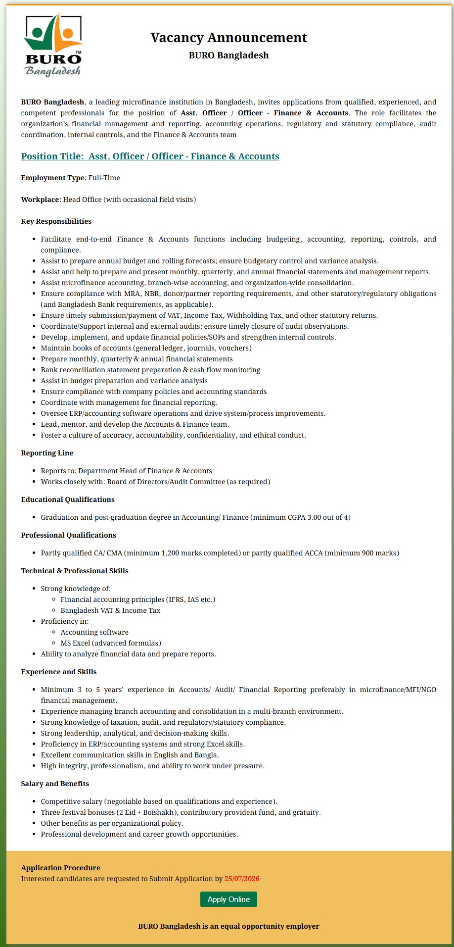 বুরো বাংলাদেশ এনজিও নিয়োগ বিজ্ঞপ্তি ২০২৬ BURO Bangladesh Job Circular 2026 6 বুরো বাংলাদেশ এনজিও নিয়োগ বিজ্ঞপ্তি ২০২৬ BURO Bangladesh Job Circular