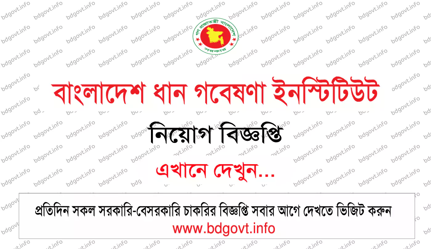 বাংলাদেশ ধান গবেষণা ইনস্টিটিউট নিয়োগ বিজ্ঞপ্তি